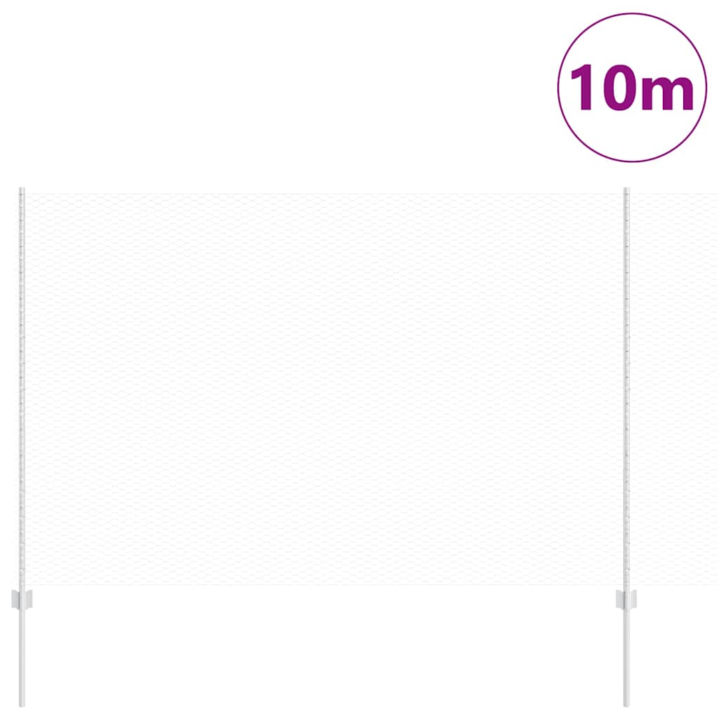 Hexagonal Fence with Post 10 x 1.6 m Galvanised Steel Silver