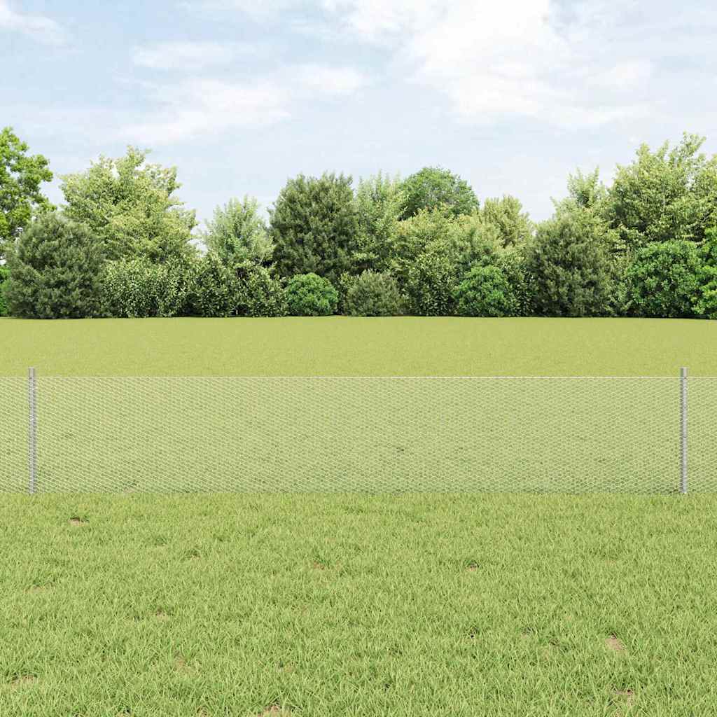 Hexagonal Fence with Post 25 x 0.4 m Galvanised Steel Silver