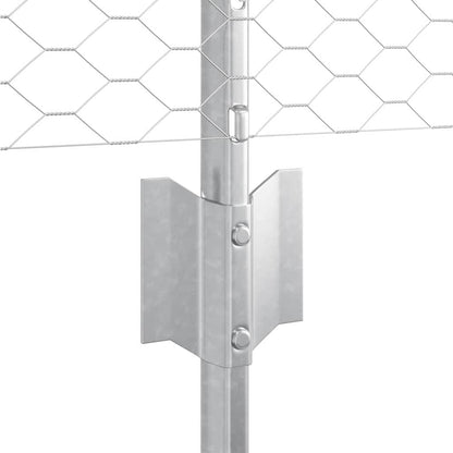 Hexagonal Fence with Post 25 x 0.5 m Galvanised Steel Silver