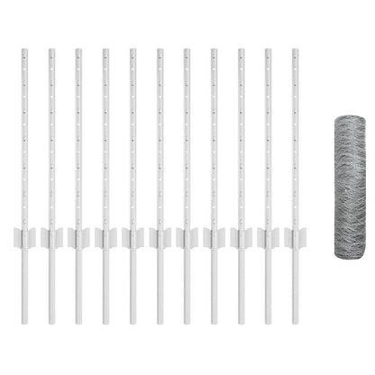 Hexagonal Fence with Post 25 x 0.5 m Galvanised Steel Silver