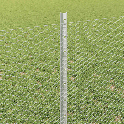 Hexagonal Fence with Post 25 x 0.8 m Galvanised Steel Silver