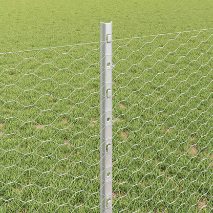Hexagonal Fence with Post 25 x 0.8 m Galvanised Steel Silver