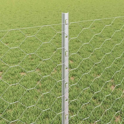 Hexagonal Fence with Post 25 x 0.8 m Galvanised Steel Silver