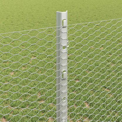Hexagonal Fence with Post 25 x 1.2 m Galvanised Steel Silver