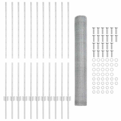 Hexagonal Fence with Post 25 x 1.2 m Galvanised Steel Silver