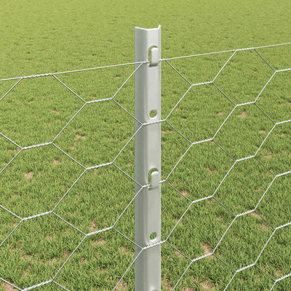 Hexagonal Fence with Post 25 x 1.2 m Galvanised Steel Silver