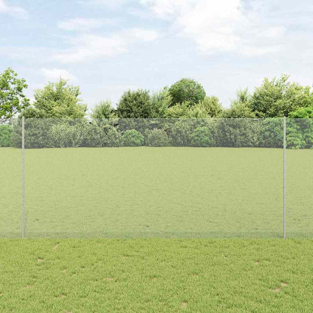 Hexagonal Fence with Post 25 x 1.4 m Galvanised Steel Silver