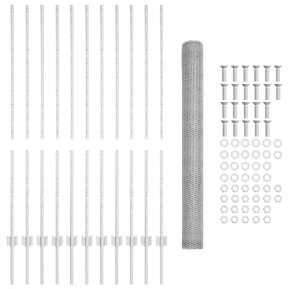 Hexagonal Fence with Post 25 x 1.4 m Galvanised Steel Silver