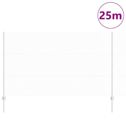 Hexagonal Fence with Post 25 x 1.4 m Galvanised Steel Silver