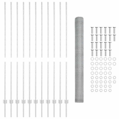 Hexagonal Fence with Post 25 x 1.6 m Galvanised Steel Silver