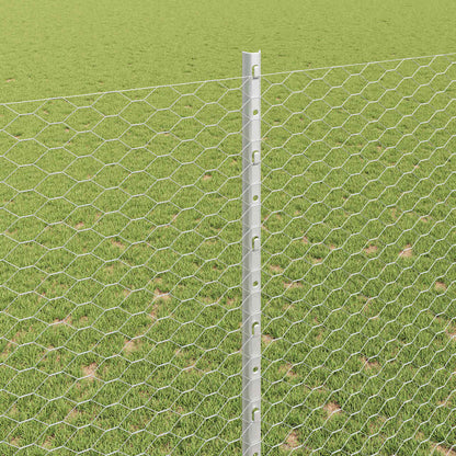Hexagonal Fence with Post 25 x 1.6 m Galvanised Steel Silver