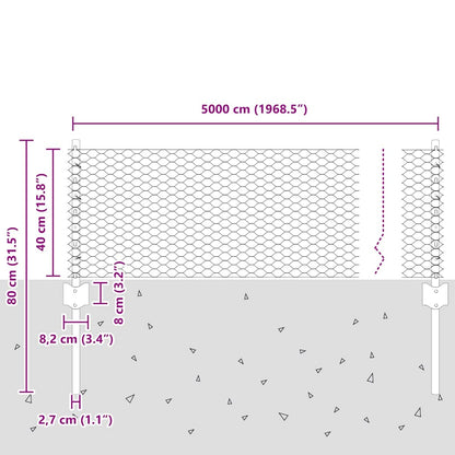 Hexagonal Fence with Post 50 x 0.4 m Galvanised Steel Silver