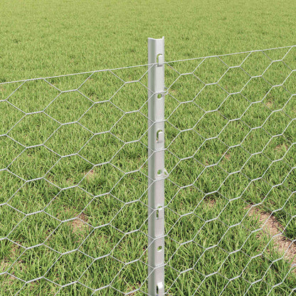 Hexagonal Fence with Post 50 x 0.4 m Galvanised Steel Silver