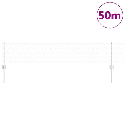 Hexagonal Fence with Post 50 x 0.4 m Galvanised Steel Silver