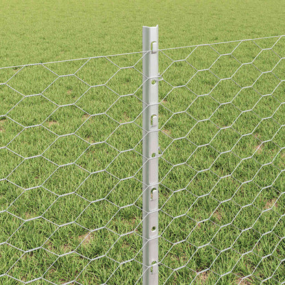 Hexagonal Fence with Post 50 x 0.6 m Galvanised Steel Silver