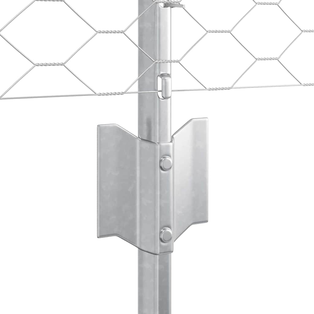 Hexagonal Fence with Post 50 x 0.6 m Galvanised Steel Silver