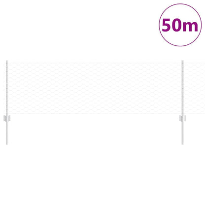 Hexagonal Fence with Post 50 x 0.6 m Galvanised Steel Silver