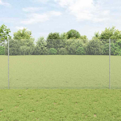 Hexagonal Fence with Post 50 x 1.2 m Galvanised Steel Silver