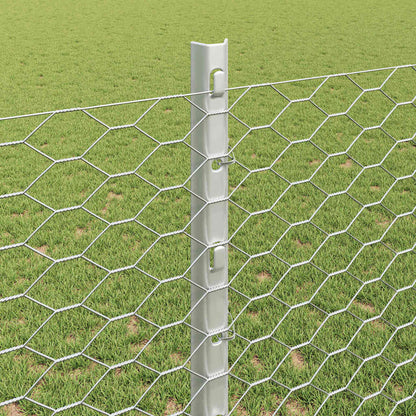 Hexagonal Fence with Post 50 x 1.2 m Galvanised Steel Silver
