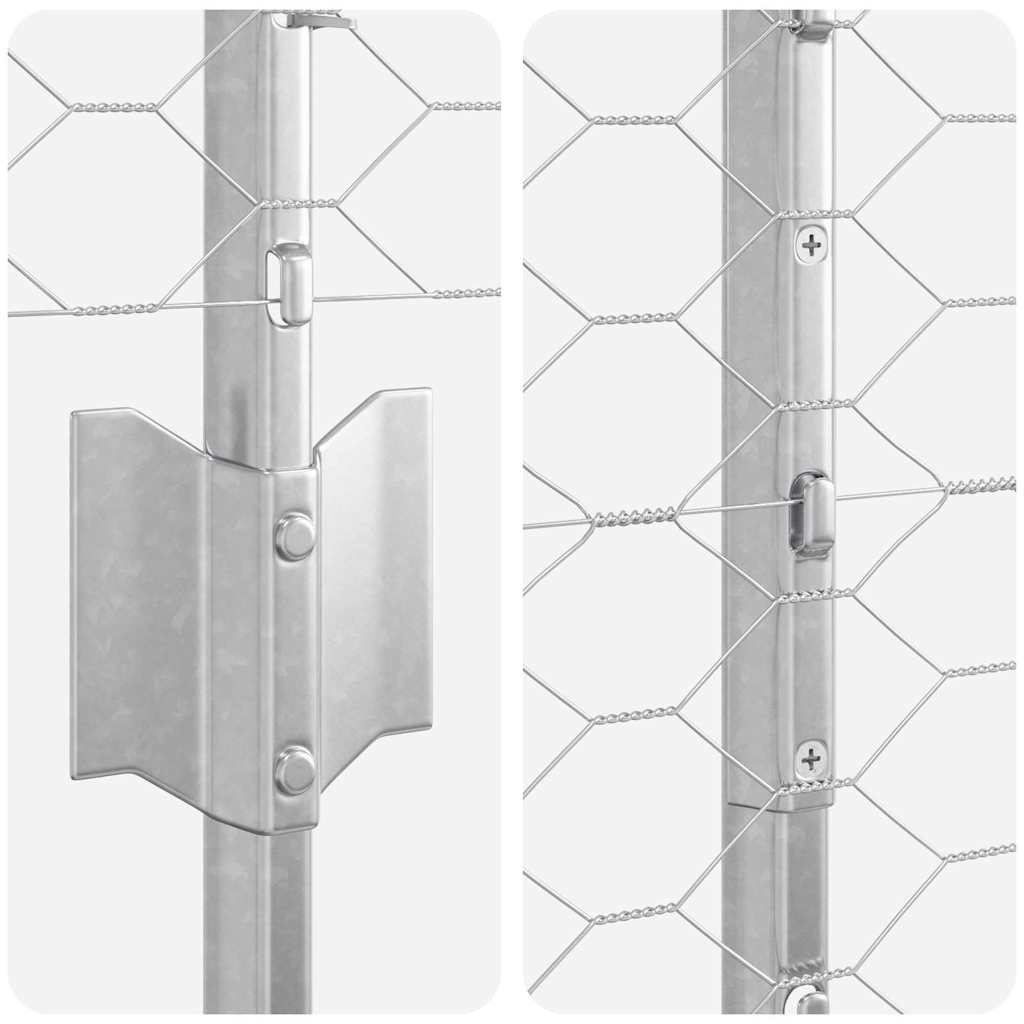 Hexagonal Fence with Post 50 x 1.2 m Galvanised Steel Silver
