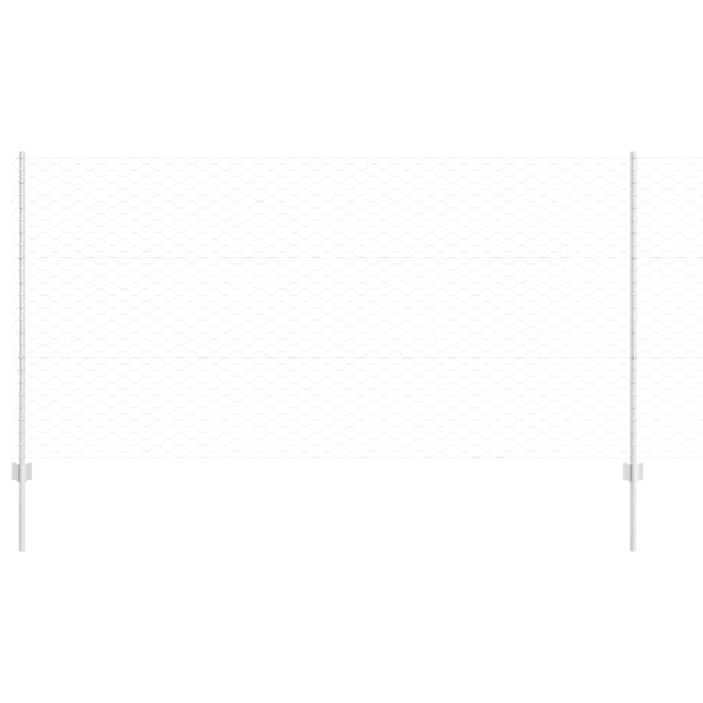 Hexagonal Fence with Post 50 x 1.2 m Galvanised Steel Silver