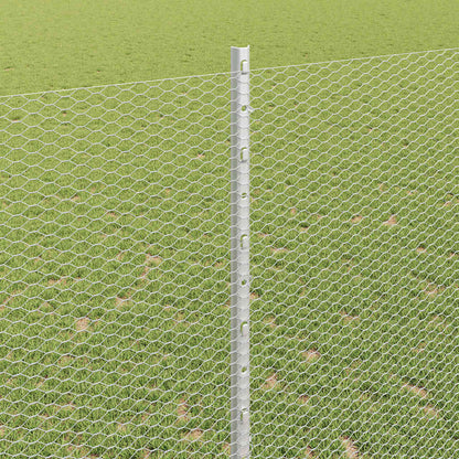 Hexagonal Fence with Post 50 x 1.4 m Galvanised Steel Silver