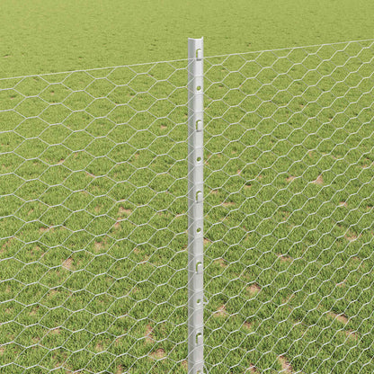Hexagonal Fence with Post 50 x 1.4 m Galvanised Steel Silver