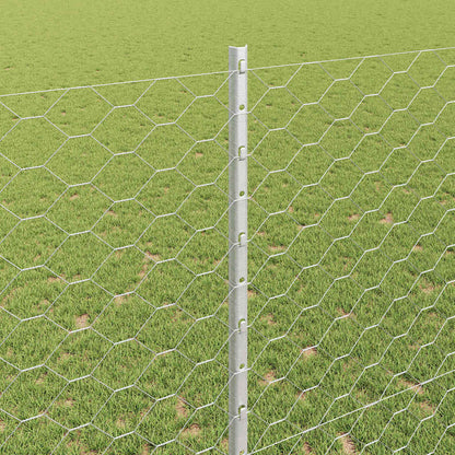 Hexagonal Fence with Post 50 x 1.4 m Galvanised Steel Silver