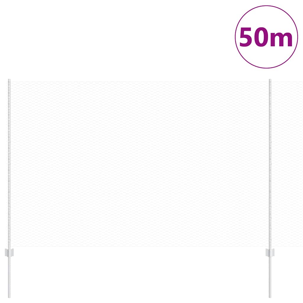 Hexagonal Fence with Post 50 x 1.6 m Galvanised Steel Silver