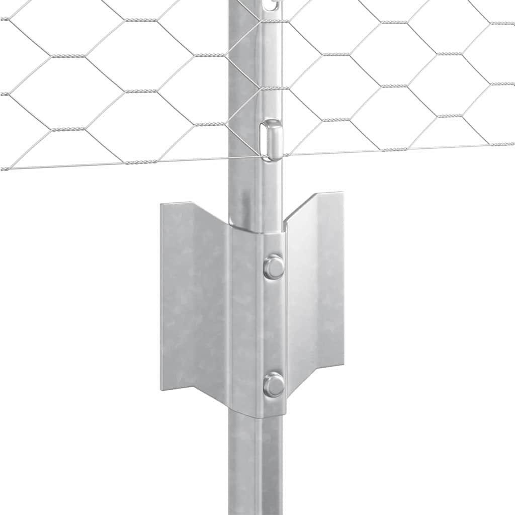 Hexagonal Fence with Post 100 x 0.4 m Galvanised Steel Silver