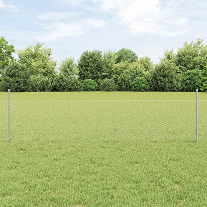 Hexagonal Fence with Post 100 x 0.5 m Galvanised Steel Silver