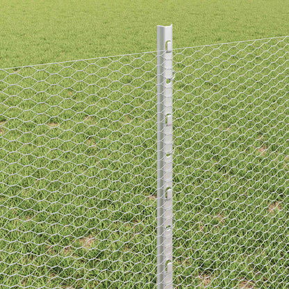 Hexagonal Fence with Post 100 x 0.6 m Galvanised Steel Silver