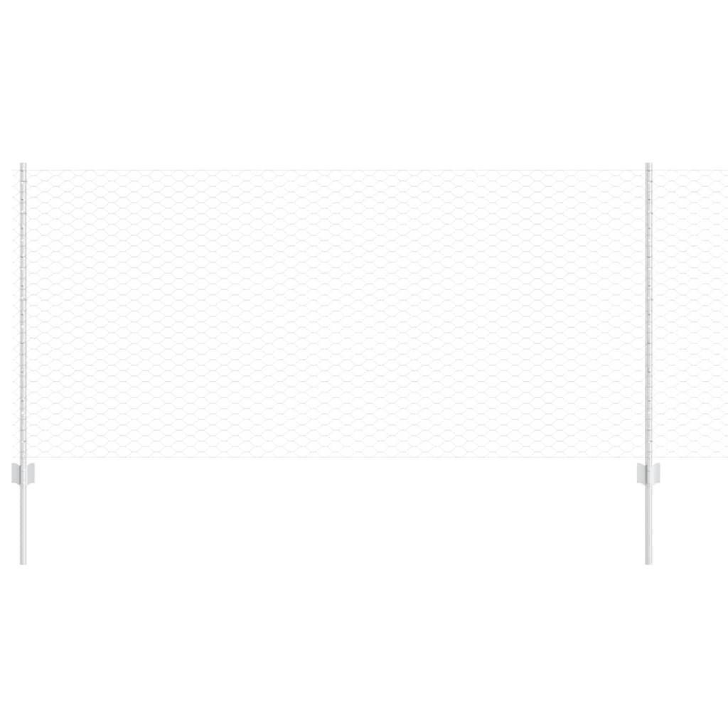 Hexagonal Fence with Post 100 x 1 m Galvanised Steel Silver