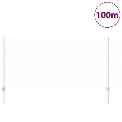 Hexagonal Fence with Post 100 x 1 m Galvanised Steel Silver