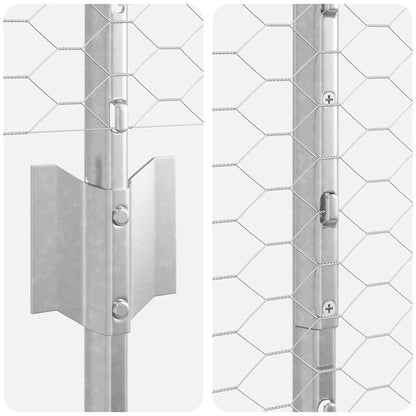 Hexagonal Fence with Post 100 x 1.4 m Galvanised Steel Silver