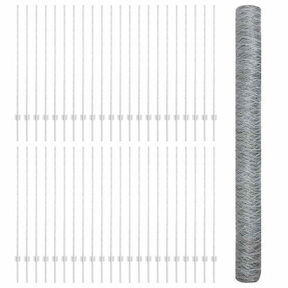 Hexagonal Fence with Post 100 x 1.4 m Galvanised Steel Silver