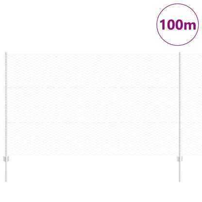 Hexagonal Fence with Post 100 x 1.4 m Galvanised Steel Silver