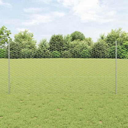 Hexagonal Fence with Post 100 x 1.4 m Galvanised Steel Silver