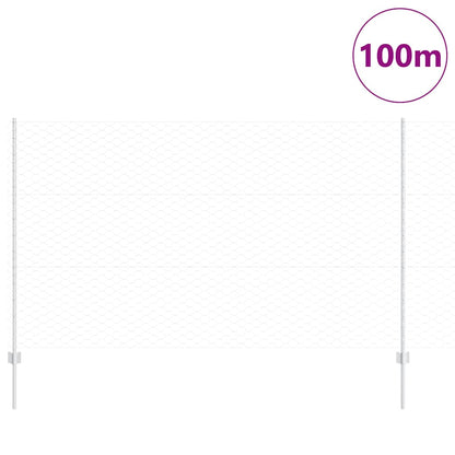 Hexagonal Fence with Post 100 x 1.4 m Galvanised Steel Silver
