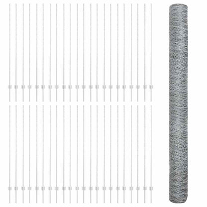 Hexagonal Fence with Post 100 x 1.6 m Galvanised Steel Silver