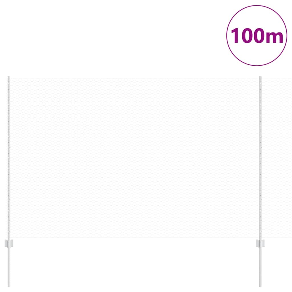 Hexagonal Fence with Post 100 x 1.6 m Galvanised Steel Silver