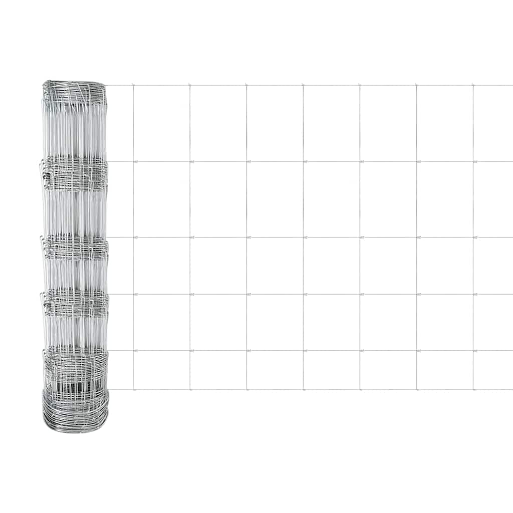 Outdoor Wild Fence with Posts 25 x 0.8 m Galvanised Steel Mesh