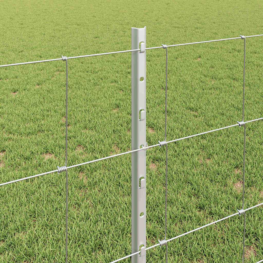 Outdoor Wild Fence with Posts 25 x 0.8 m Galvanised Steel Mesh