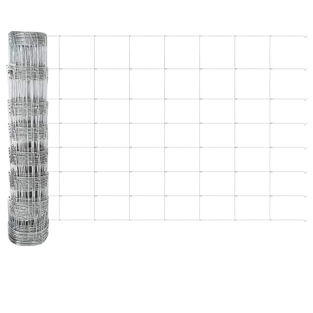 Outdoor Wild Fence with Posts 25 x 0.8 m Galvanised Steel Mesh