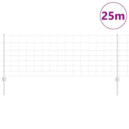 Outdoor Wild Fence with Posts 25 x 0.8 m Galvanised Steel Mesh