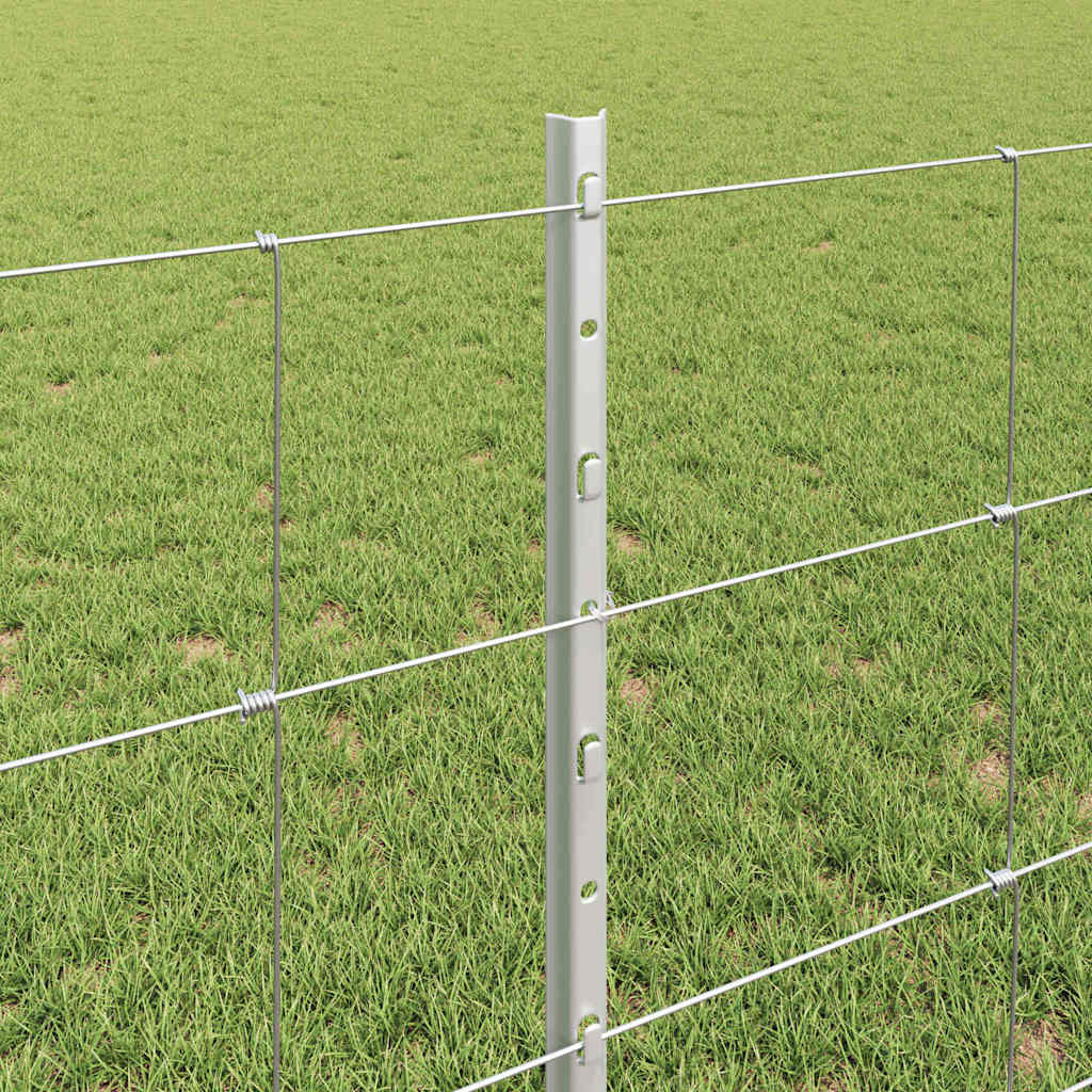 Outdoor Wild Fence with Posts 25 x 0.8 m Galvanised Steel Mesh