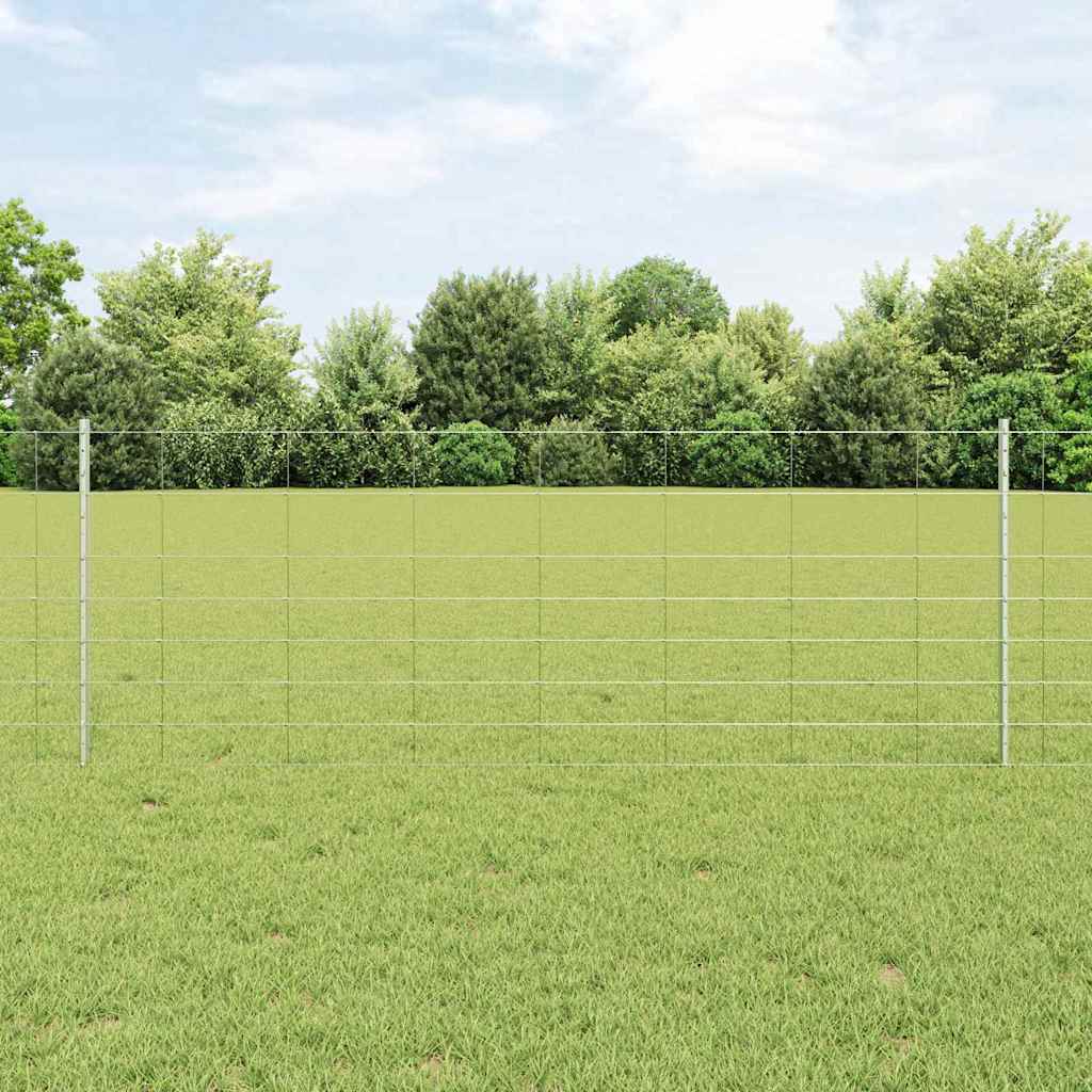 Outdoor Wild Fence with Posts 25 x 0.8 m Galvanised Steel Mesh
