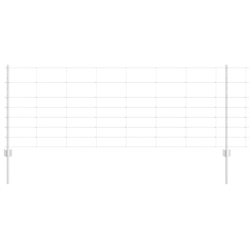 Outdoor Wild Fence with Posts 25 x 0.8 m Galvanised Steel Mesh