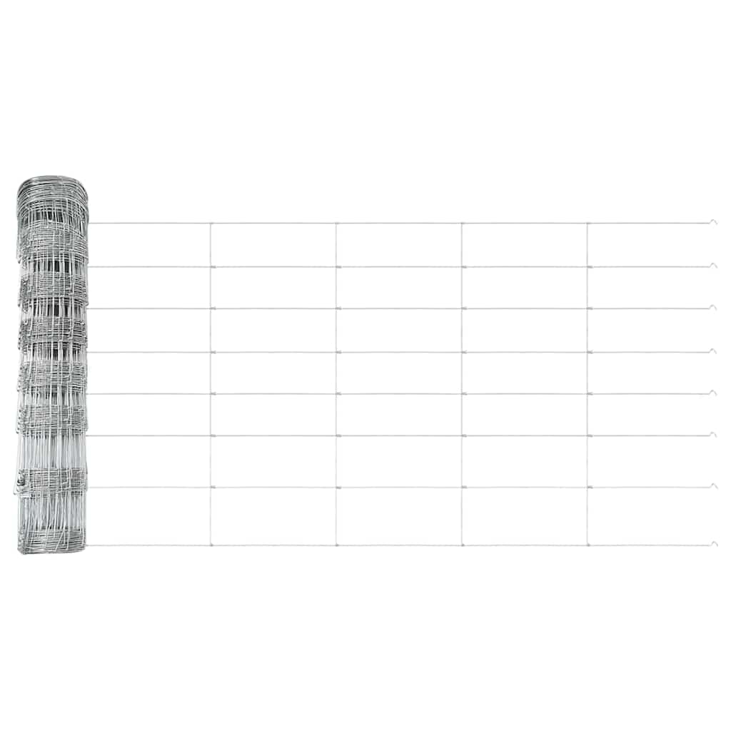 Outdoor Wild Fence with Posts 25 x 0.8 m Galvanised Steel Mesh