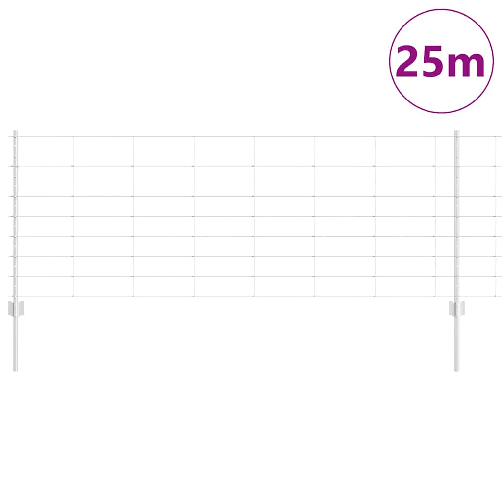 Outdoor Wild Fence with Posts 25 x 0.8 m Galvanised Steel Mesh